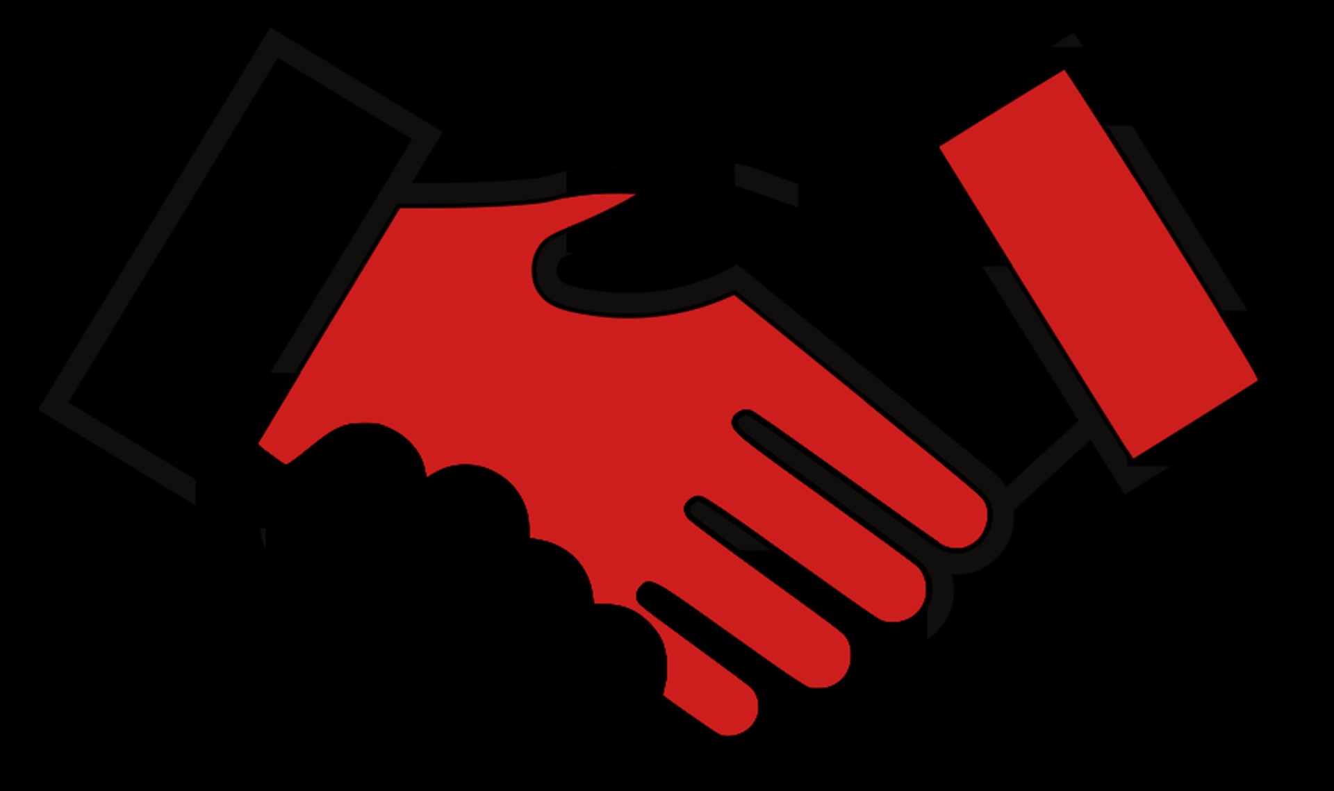 Einfache Grafik zweier Hände die sich greifen